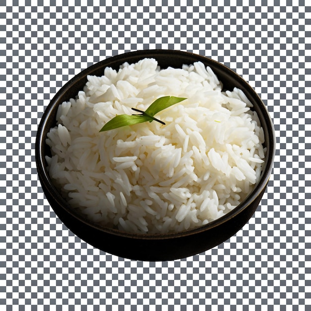 PSD fresh cooked white rice bowl with transparent background