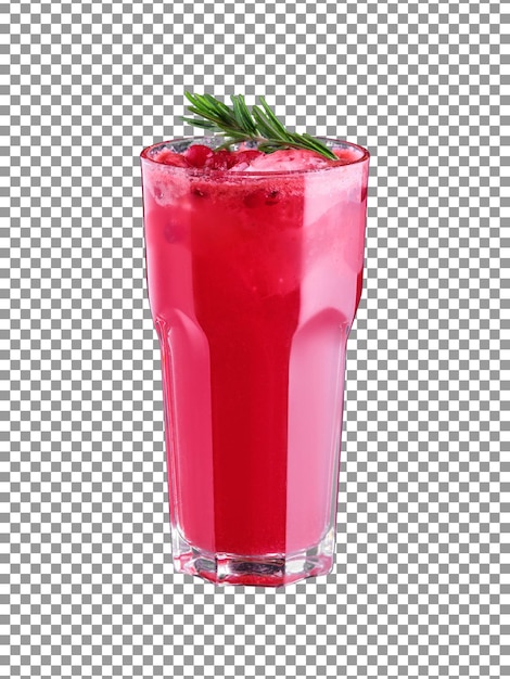 PSD fresh cranberry juice with crushed ice in glass isolated o transparent background