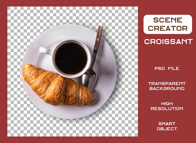 Fresh croissants isolated with transparent background