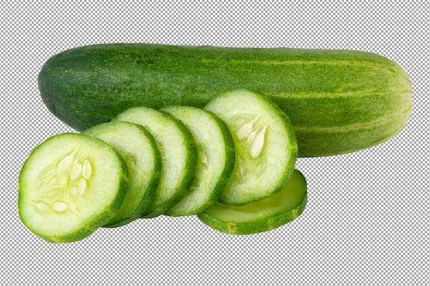Fresh cucumbers isolated on a transparent background