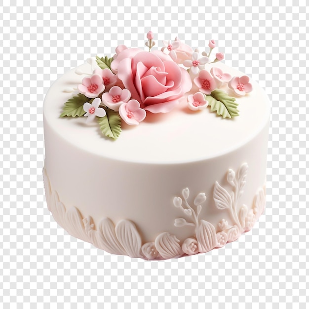 PSD fresh decorated fondant cake isolated on transparent background
