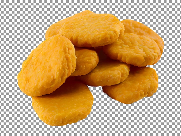 PSD 透明な背景に分離された新鮮なフライド チキン ナゲット スタック