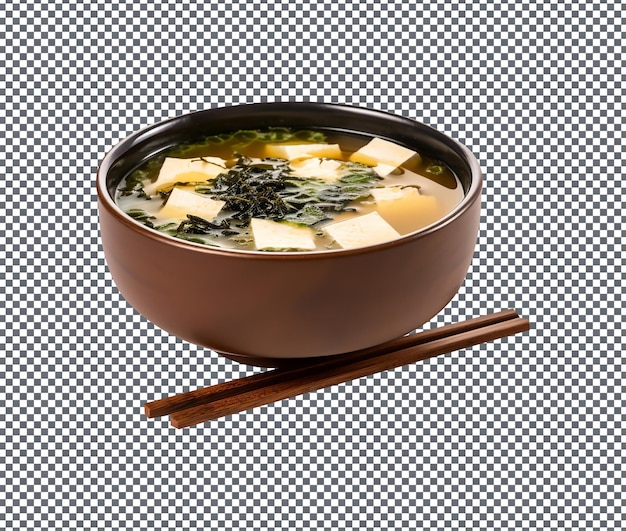 PSD fresh and delicious miso soup isolated on white background