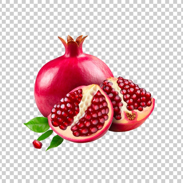 Fresh and delicious pomegranate on a transparent background