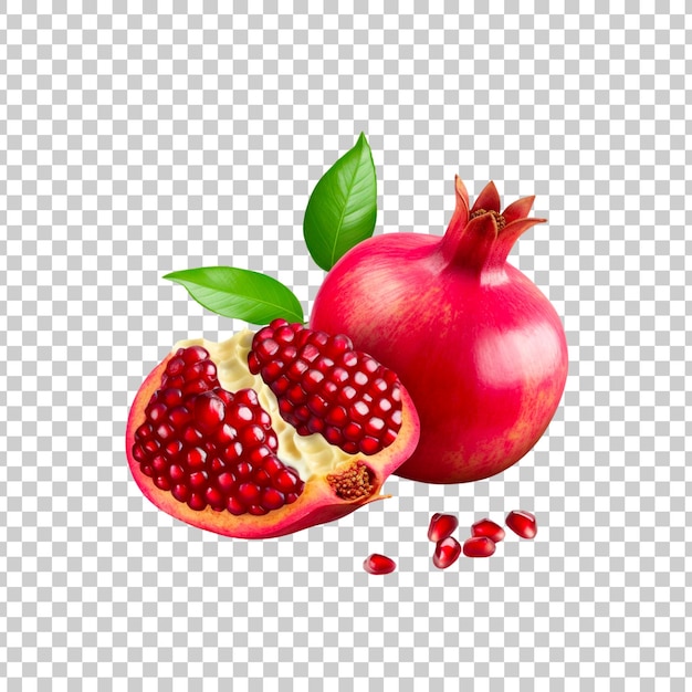 Fresh and delicious pomegranate on a transparent background