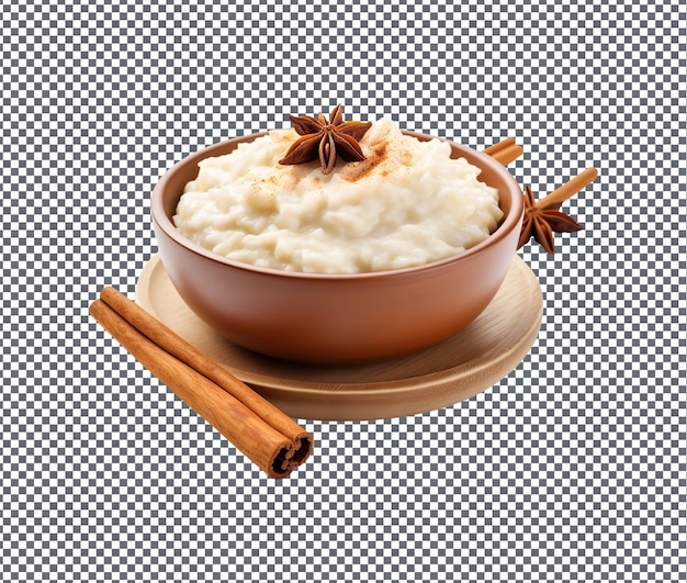 PSD fresh and delicious rice pudding isolated on transparent background