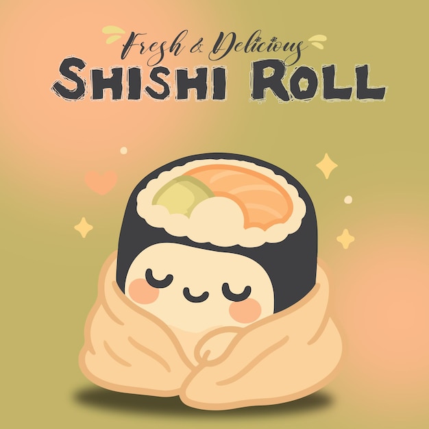 fresh amp delicious shishi roll poster social media post template