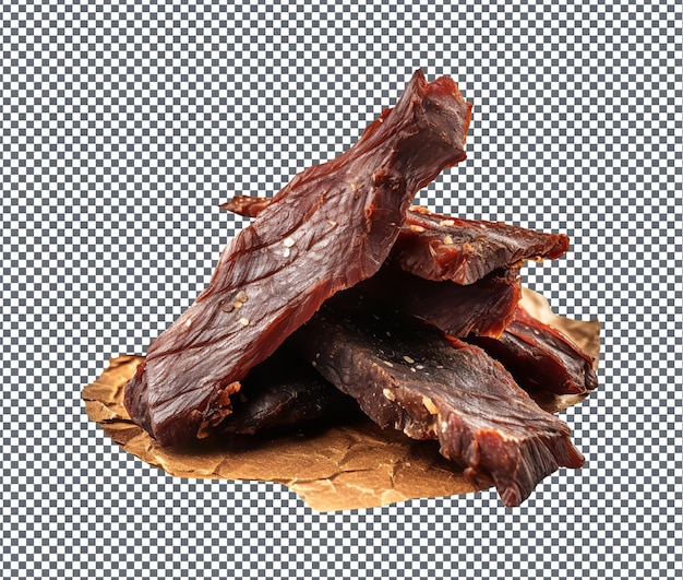 fresh and delicious smoked jerky isolated on transparent background