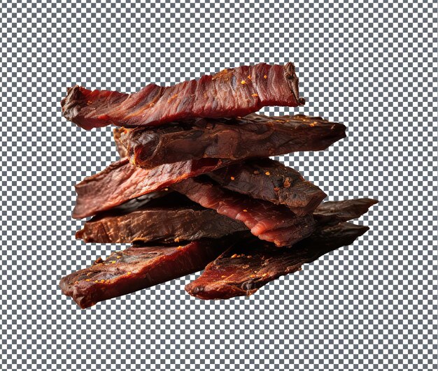 PSD fresh and delicious smoked jerky isolated on transparent background