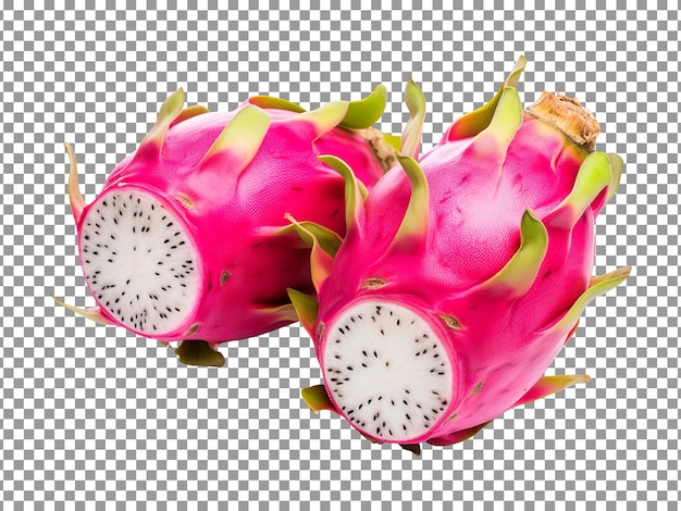 Fresh dragon fruit pair isolated on transparent background