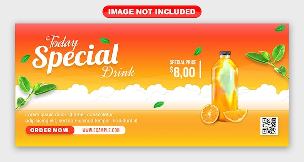 Fresh drink menu banner template