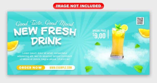 PSD fresh drink menu banner template