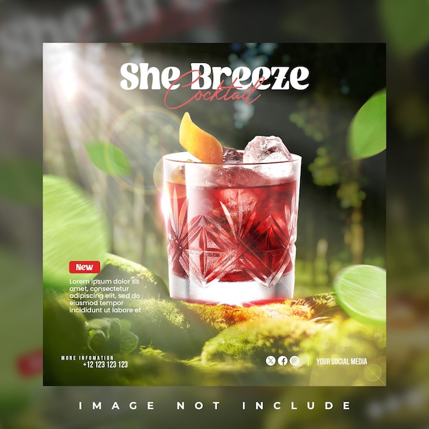 Fresh drink menu promotion social media post promotion natural concept template