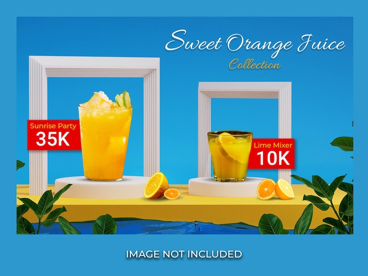 PSD fresh drink menu template for online promotion banner