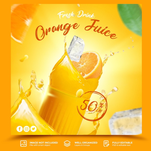 Fresh drink social media instagram post feed banner template