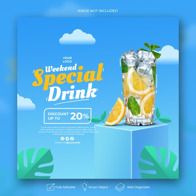 Fresh drink social media instagram post feed banner template