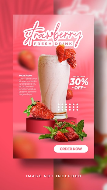 PSD fresh drink special fruit sweet menu promotion social media instagram post stories banner template