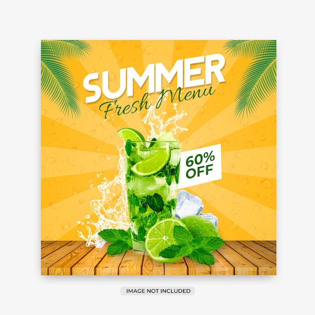 PSD fresh drinks food design instagram template design