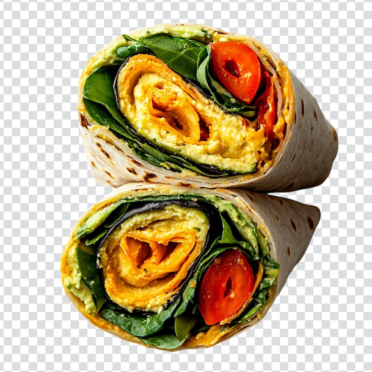 PSD fresh falafel wrap roll on a transparent background