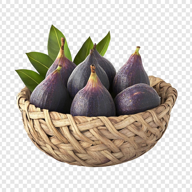 PSD fresh figs in a wicker basket