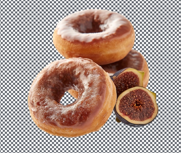 Fresh fogo fig and date doughnuts isolated on transparent background