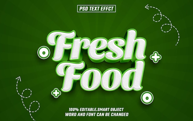 fresh food editable text font effect 3d text for title