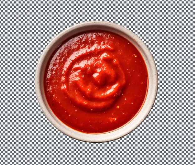 PSD fresh and franks red hot sauce in bowl isolated on transparent background