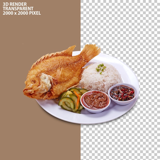 fresh fried fish on transparent background