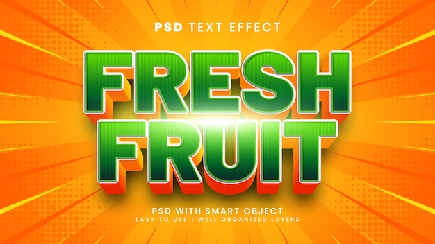 Fresh fruit 3d editable text effect with sweet and juicy text style