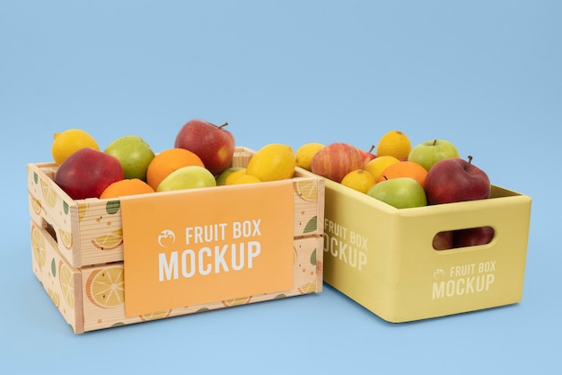 PSD fresh fruit box mockup design