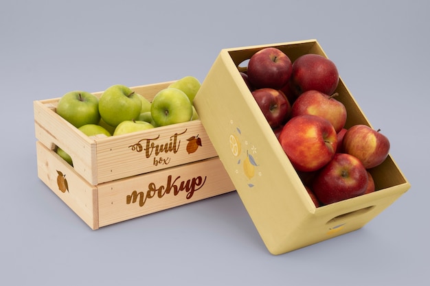 PSD fresh fruit box mockup design