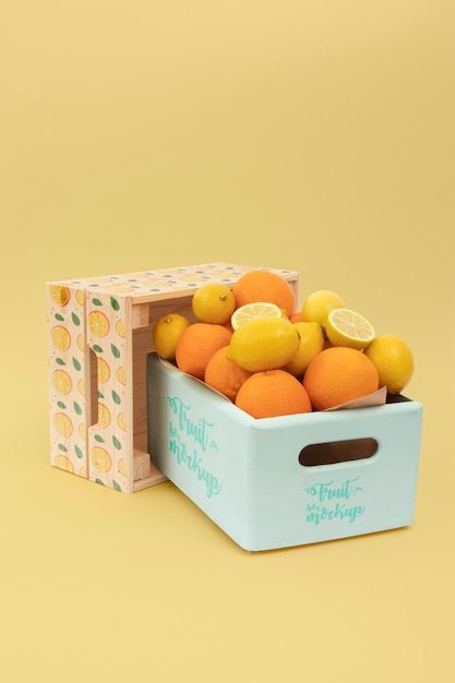 PSD fresh fruit box mockup design