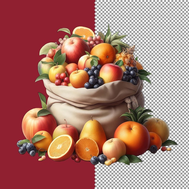 PSD raccolta di frutta fresca png