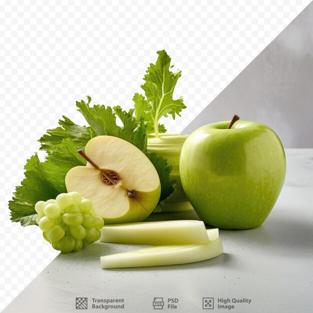 PSD Свежие фрукты и овощи на прозрачном фоне ингредиенты салата