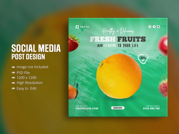 PSD fresh fruits and vegetables seasonal instagram posts template