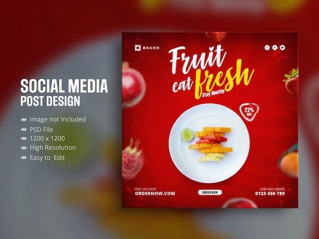 Fresh fruits and vegetables seasonal instagram posts template