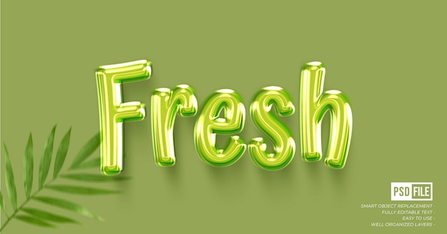 Fresh glossy text editable 3D style font effect