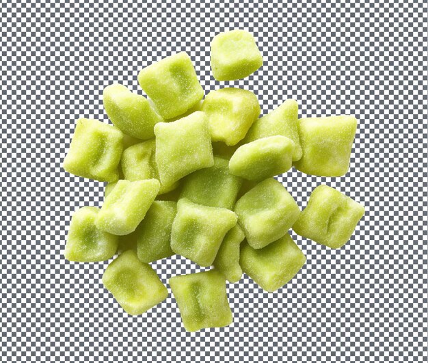 PSD fresh gogo green gari gnocchi isolated on transparent background