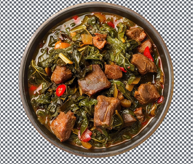 Fresh gomen besiga eritrean ethiopian collard greens isolated on transparent background