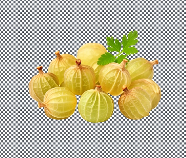 Fresh gooseberries isolated on transparent background