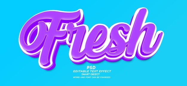 Uva fresca 3d psd modello di effetto di testo modificabile