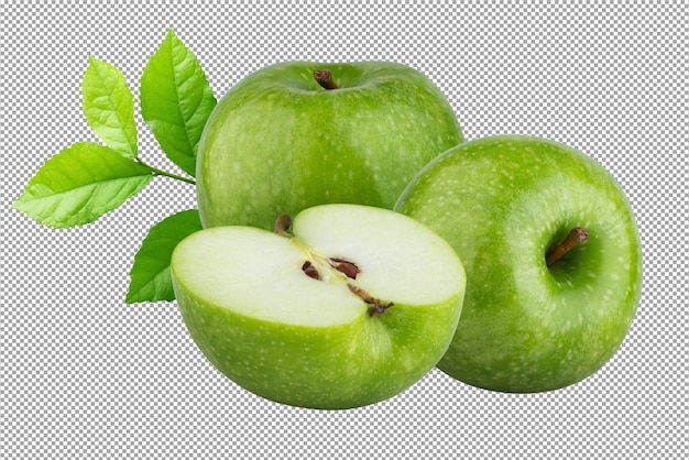 Fresh green apple isolated on a transparent background