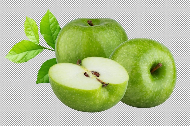 Fresh green apple isolated on a transparent background