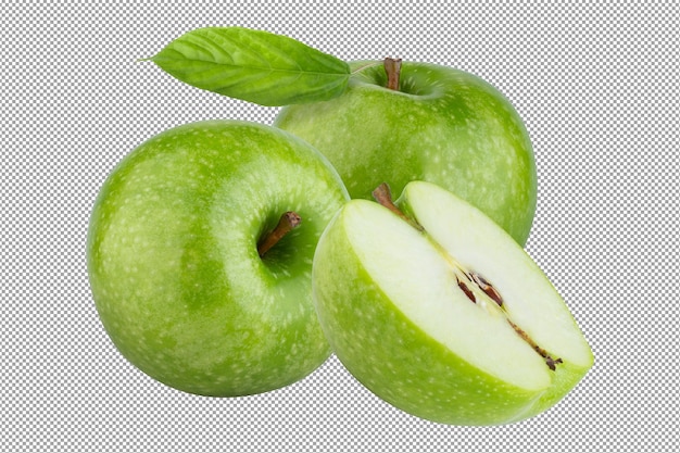 Fresh green apple isolated on green background