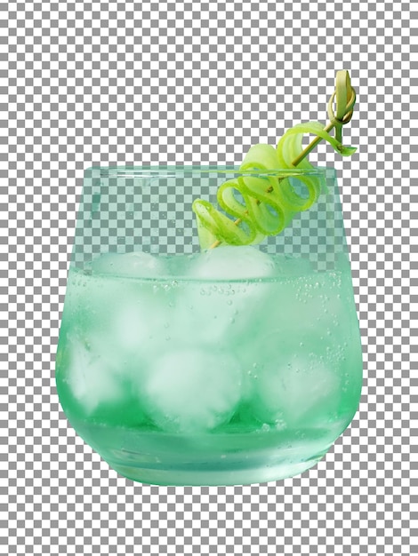 PSD cocktail verde fresco con una foglia su sfondo trasparente