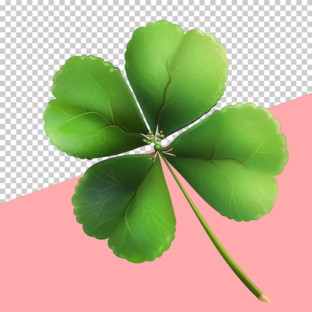 PSD fresh green fourleaf clover isolated object transparent background