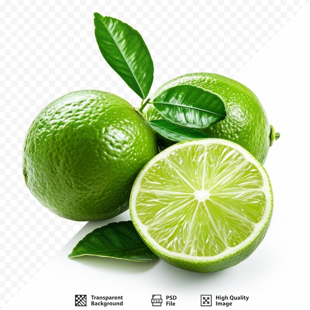 Fresh green lime with leaf isolated on white isolated background