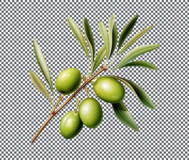 PSD fresh green olives branch isolated on transparent background