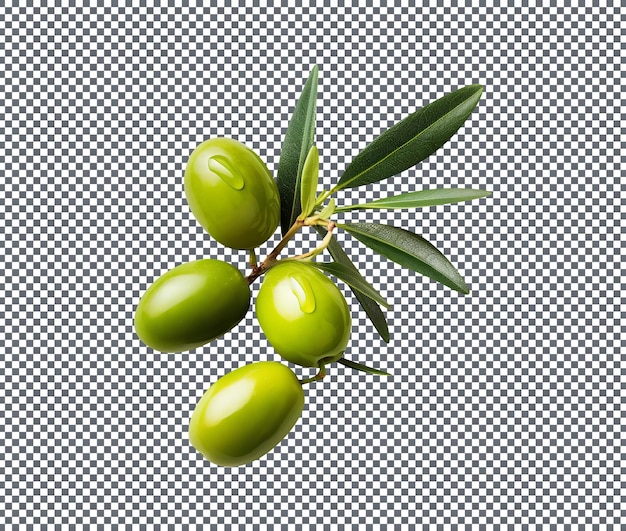 fresh green olives isolated on transparent background