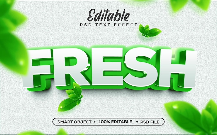 PSD fresh green style 3d editable text effect